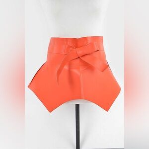 Orange Vegan Leather Wrap Statement Belt